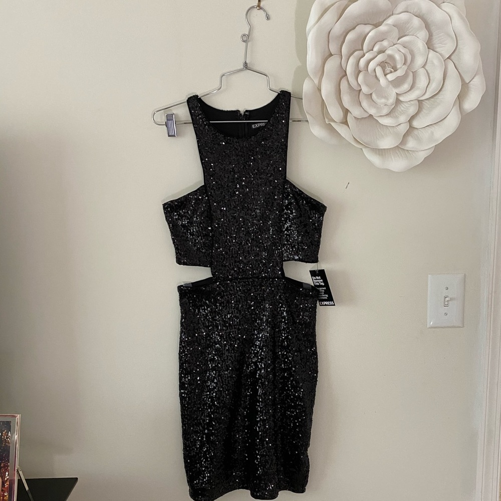 NWT Express black sequin dress